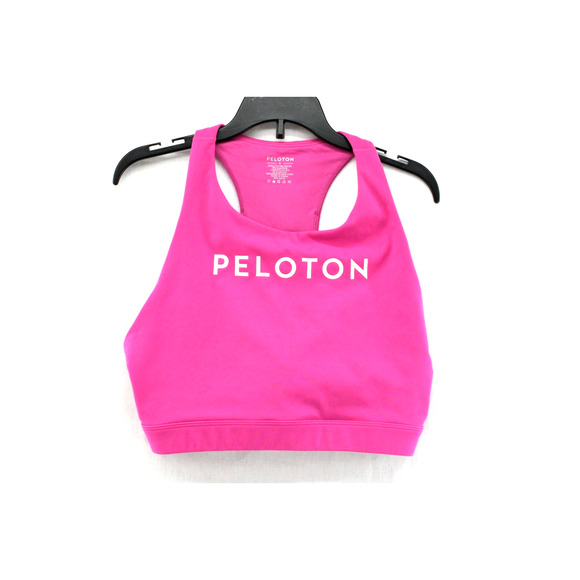 Peloton Racerback Tank Top Women's Large Hot Pink Crop Nylon Blend Stretch Logo - Picture 1 of 7